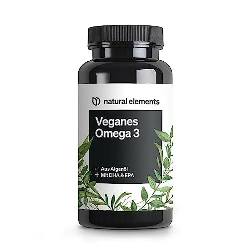 Produktbild: Omega 3 vegan aus Algenöl - 90 Kapseln - Hochdosiert mit hochwertigem EPA und DHA (in Triglycerid-Form) - Omega-3 für Veganer, Laborgeprüft, nachhaltig und von Natur aus schadstoffarm