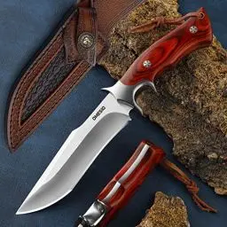 Produktbild: Omesio Survival Messer Feststehende Klinge mit Scheide, Jagdmesser Groß Holzgriff Scharf Outdoor Messer, Hochwertig, Robust, Geeignet für Camping Outdoor
