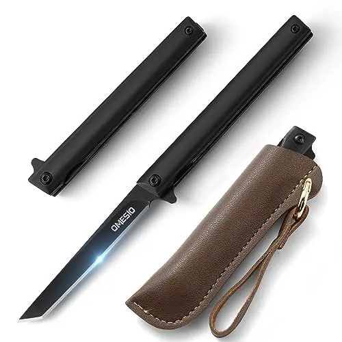 Produktbild: Omesio Tanto Klappmesser, schlankes, faltbares Taschenmesser Schwarz