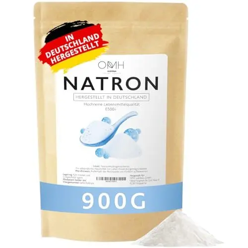 Produktbild: OMH nutrition OH MY HEALTH Natron Pulver 900g (0,9kg) Lebensmittelqualität Backpulver Baking Soda Deutsche Herstellung hochrein