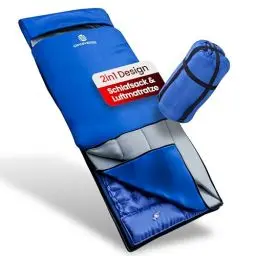 Produktbild: Omniverse Schlafsack – 2in1 Outdoor Schlafsack und Isomatte in einem – Deckenschlafsack, 3-4 Jahreszeiten - mit Luftpumpe – wasserabweisend – kleines Packmaß – leicht - für Erwachsene und Kinder
