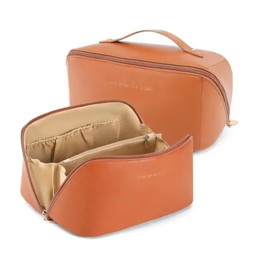 Produktbild: Omnpak Kosmetiktasche Damen Make Up Tasche Schminktasche Reise Kosmetikkoffer PU Leder Make Up Organizer Tasche Cosmetic Bag Große Kapazität Wasserdichter