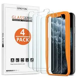Produktbild: OMOTON Panzer Schutz Glas für iPhone 11 Pro/iPhone XS/iPhone X. Mit Positionierhilfe (9H Härte), (Anti-Kratzen), (Anti-Öl), (Anti-Bläschen), 4 Stück