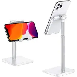 Produktbild: OMOTON Handy Halter, Handy Ständer Höhenverstellbar, Handy Halterung kompatibel mit iPhone und alle Smartphones(3.5-7 Zoll) für Selfie, Live-Streaming oder Filmen, Weiß