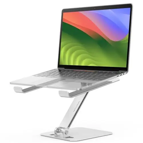 Produktbild: OMOTON Aluminium Laptop Ständer Höhenverstellbar, Ergonomischer Faltbarer Notebook Ständer, Laptop Halterung für Laptops wie MacBook Pro/Air (11-16 Zoll), Silber