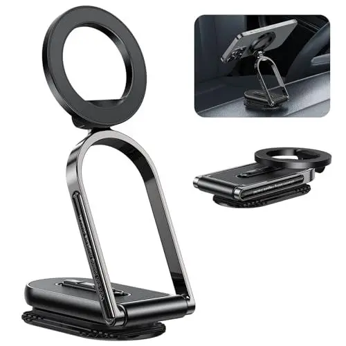 Produktbild: OMOTON Magnet Handy Halterung Auto, (360° Drehbar & Aluminium Arm), Enthält Magnetring, Stilvolle Magnet Halterung Handy Auto für iPhone 15 14 13 12, Ideal für das Armaturenbrett oder den Schreibtisch