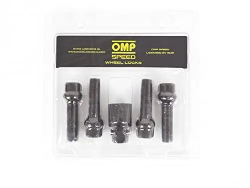 Produktbild: OMP SPEED SATZ VON 4 ANTI-DIEBSTAHL-SCHRAUBEN FELGEN M14X1.5 MIT GEWINDE LÄNGE 40MM KONISCHE FORM, SCHWARZ