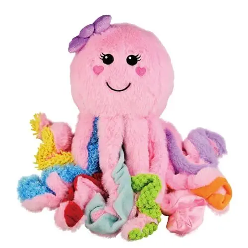 Produktbild: Omuyasi Kuscheltier Baby Spielzeug ab 3 6 9 12 Monate, Rosa Octopus Plüschtier mit 8 Texturierte Tentakel, Autismus ADHS Sensorik Spielzeug Mädchen 1 2 3 Jahre, Ostern Geschenke für Baby Mädchen