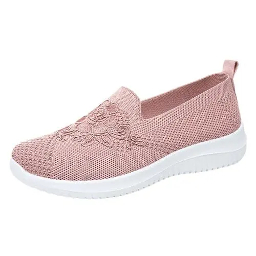 Produktbild: On Cloud Damen Hausschuhe Schuhe Damen Damen-Sneaker, gestrickt, atmungsaktiv, weiche Seite, weiche Sohle, Freizeitschuhe, gestreift, Netzstoff, Bequeme On Cloud Damen Hausschuhe Schuhe (Pink, 41)