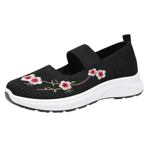 Produktbild: On Cloud Damen Hausschuhe Schuhe Damen Weiche orthopädische Damenschuhe, atmungsaktiv, gewebt, zum Spazierengehen, Slip-On-Schuhe aus Schaumstoff, Sandalen Damen Plateau Badesandalen Damen (Black, 37)