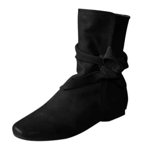 Produktbild: On Cloud Water𝗽roof Damen Stiefel mit gewickelten Riemen und Schleife, flachem, plissierter Flor, Kurze Stiefel, Stiefeletten Barfußschuhe Winter Wasserdicht (Black, 40)