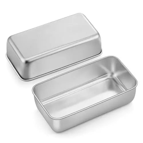 Produktbild: Onader Brotbackform 2er-Set, Edelstahl Rechteckig Toastbrot Backform Kastenform Perfekt für Brot und Kuchen, Spülmaschinenfest & Gesund, 23,5 x 12,5 x 6,5 cm