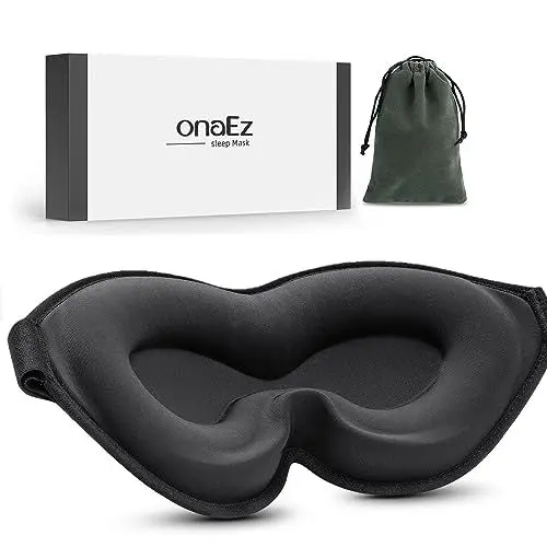 Produktbild: onaEz Schlafmaske für Frauen Herren, 2024 Verbesserte 3D Nasenrinnen Design, 10mm Tief Konturierte Schlafbrille Bequem,100% Lichtblockierende Augenmaske,Weiche Schlafmasken für Yoga Reisen