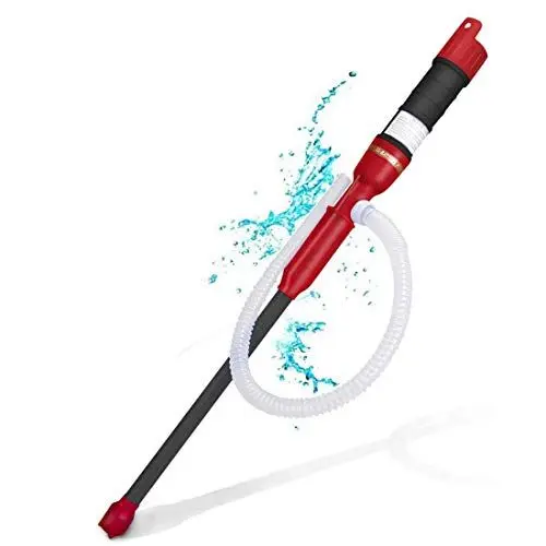 Produktbild: ONCCI Elektrische Benzinpumpe Siphon Pumpe Batteriepumpe Kanisterpumpe Umfüllpumpe von Diesel Öl Wasser Benzin (Schwarz-Rot)