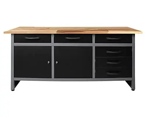 Produktbild: Ondis24 Werkbank Karsten Werktisch Packtisch 6 Schubladen Werkstatteinrichtung 160 x 60 x 85 (H) cm Buchenholzarbeitsplatte, Metall bis 510kg belastbar