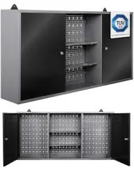 Produktbild: Ondis24 Werkstatt Hängeschrank Metall Werkzeugschrank abschließbar Grau Schwarz TÜV 120 cm - Kurt