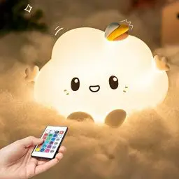 Produktbild: One Fire Nachtlicht Kinder, 16 Farben 5 Helligkeit Nachtlicht Baby Stilllicht Dimmbar, Kawaii Deko Nachttischlampe Kinder Nachtlicht Batterie, Nachtlampe Night Light Kinderzimmer Babyzimmer Deko