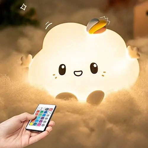 Produktbild: One Fire Nachtlicht Kinder, 16 Farben 5 Helligkeit Nachtlicht Baby Stilllicht Dimmbar, Kawaii Deko Nachttischlampe Kinder Nachtlicht Batterie, Nachtlampe Night Light Kinderzimmer Babyzimmer Deko