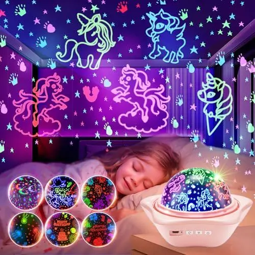 Produktbild: One Fire Sternenhimmel Projektor Kinder,90 Lichtmodi Nachtlicht Kinder Nachtlicht Baby,360°Drehung Nachtlicht Sternenhimmel Projektor Kinder,Nachttischlampe Kinder,Einhorn Geschenke für Mädchen