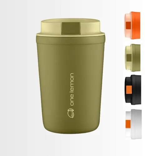 Produktbild: one lemon® Coffee Mug 350ml Thermobecher to go | Edelstahl Thermo Kaffeebecher, BPA-Frei, Spülmaschinenfest | Isolierbecher hochwertig (Matcha Green)
