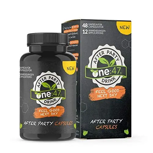 Produktbild: one:47® After Party Drink | 48 Kapseln | mit Elektrolyten und Vitaminen | Kapseln rein, munter sein | Extra Boost für deinen Körper vor dem Weggehen und vor dem Schlafengehen | Feel good naturally