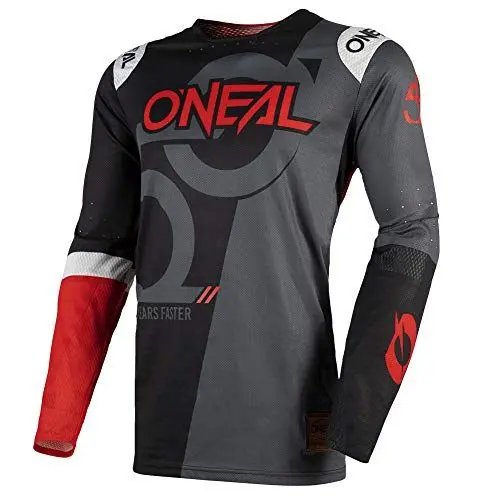 Produktbild: O'NEAL Prodigy Jersey Five Zero I Motocross Shirt MTB Trikot Herren Damen Langarm I Leichtes MX MTB Jersey für perfekte Passform I Bündchenlose Ärmel I Schwarz Neon-Rot I Größe XL