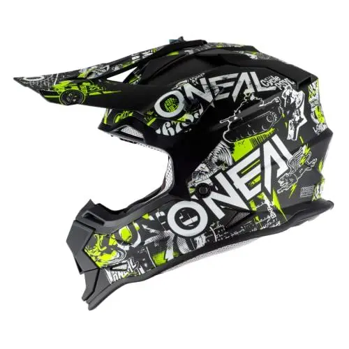 Produktbild: O'NEAL | Motocross-Helm | Kinder | MX Enduro | ABS-Schale, Lüftungsöffnungen für optimale Belüftung & Kühlung | 2SRS Helmet Attack Youth | Schwarz Neon-Gelb | Größe M