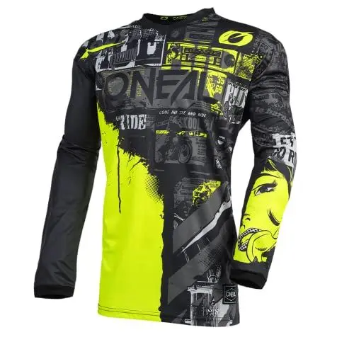 Produktbild: O'NEAL | Motocross-Jersey Langarm | Kinder | MX Enduro | Gepolsterter Ellbogenschutz, V-Ausschnitt, atmungsaktiv | Element Youth Jersey Ride | Schwarz Neongelb | Größe XL