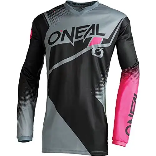Produktbild: O'NEAL | Motocross-Jersey Langarm | MX Enduro | Gepolsterter Ellbogenschutz, V-Ausschnitt, atmungsaktiv | Element Women's Jersey Racewear V.22 | Erwachsene | Schwarz Grau Pink | Größe L