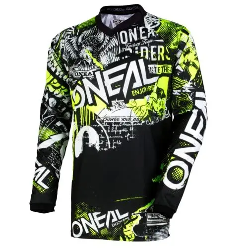 Produktbild: O'NEAL | Motocross-Shirt Langarm | Kinder | MX MTB Mountainbike | Passform für Maximale Bewegungsfreiheit, Eingenähter Ellbogenschutz | Element Youth Jersey Attack | Schwarz Neon-Gelb | Größe M