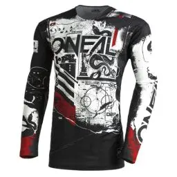 Produktbild: O'NEAL | Motocross-Shirt Langarm | MX MTB Mountainbike | Leichtes Material, ergonomischer Slim Fit Schnitt für perfekte Passform | Mayhem Jersey Scarz V.22 | Erwachsene | Schwarz Weiß Rot | Größe L
