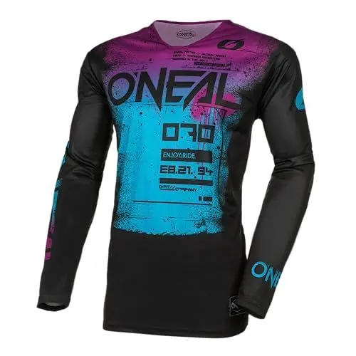 Produktbild: O'NEAL | Motocross-Shirt langarm | MX MTB Mountainbike | Leichtes Material, ergonomischer Slim Fit Schnitt für perfekte Passform | Mayhem Jersey Scarz V.24 | Erwachsene | Schwarz Blau | Größe L