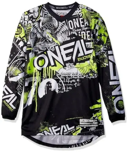 Produktbild: O'NEAL | Motocross-Shirt Langarm | MX MTB Mountainbike | Passform für Maximale Bewegungsfreiheit, Eingenähter Ellbogenschutz | Element Jersey Attack | Erwachsene | Schwarz Neon-Gelb | Größe XXL