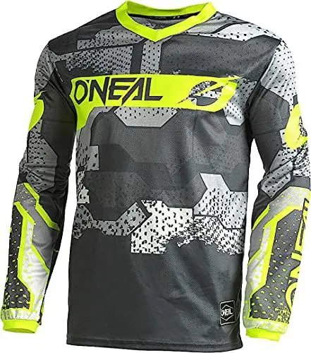 Produktbild: O'NEAL | Motocross-Shirt langarm | Kinder | MX MTB Mountainbike | Leichtes Material, ergonomischer Slim Fit Schnitt für perfekte Passform | Element Youth Jersey Camo V.22 | Grau Neon-Gelb | M