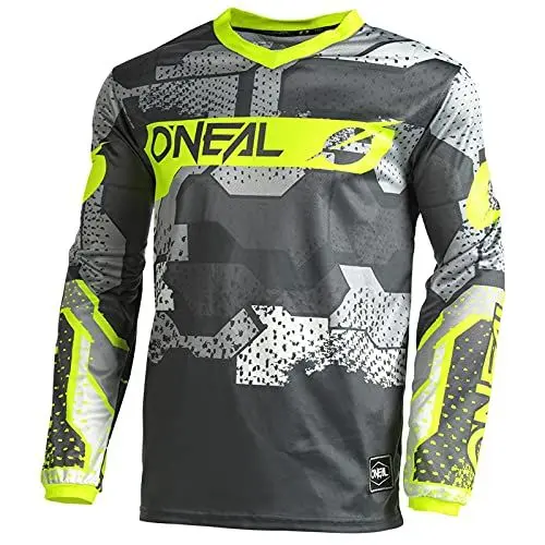 Produktbild: O'NEAL | Motocross-Shirt langarm | Kinder | MX MTB Mountainbike | Leichtes Material, ergonomischer Slim Fit Schnitt für perfekte Passform | Element Youth Jersey Camo V.22 | Grau Neon-Gelb | XL