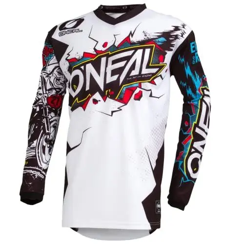 Produktbild: O'NEAL | Motocross-Trikot | Enduro Motorrad | Passform für Maximale Bewegungsfreiheit, Eingenähter Ellbogenschutz, Atmungsaktiv | Element Jersey Villain | Erwachsene | Weiß | Größe L