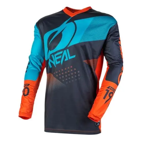 Produktbild: O'NEAL | Motocross-Trikot | Enduro Motorrad | Passform für Maximale Bewegungsfreiheit, Gepolsterter Ellbogenschutz, Atmungsaktiv | Element Jersey Factor | Erwachsene | Blau Grau Orange | Größe S