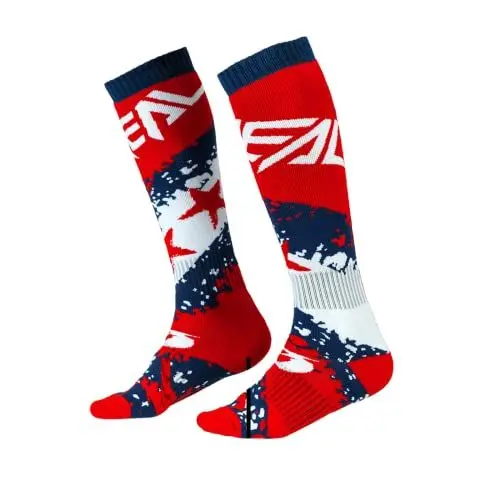 Produktbild: O'NEAL | Mountainbike Motocross Socken | MTB Downhill Freeride | Schweißabsorbierend, Verstärkter Fersen & Sohlenbereich | Pro MX Sock Stars | Unisex | Erwachsene | Rot Blau | One Size