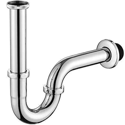 Produktbild: ONECE Edelstahl Siphon Universal - Röhrensiphon für Waschbecken & Waschtisch mit verstellbarem Tauchrohr - Geruchsverschluss, Gummimanschette & Wandabdeckung