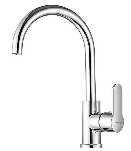 Produktbild: ONECE Küchenarmatur mit 360° schwenkbar Auslauf, Wasserhahn Hochdruck Armatur Küche Mischbatterie Einhebelmischer Spültischarmatur, klassisches Design, Chrom