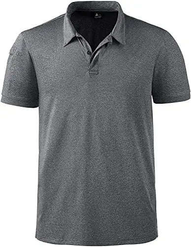 Produktbild: onedog Men's Polo T Shirt Aactivewear Kurzarm Knopfleiste Poloshirt mit Brusttasche Polo Schnelltrocknend Sportlich Sommer Atmungsaktives Dunkelgrau L