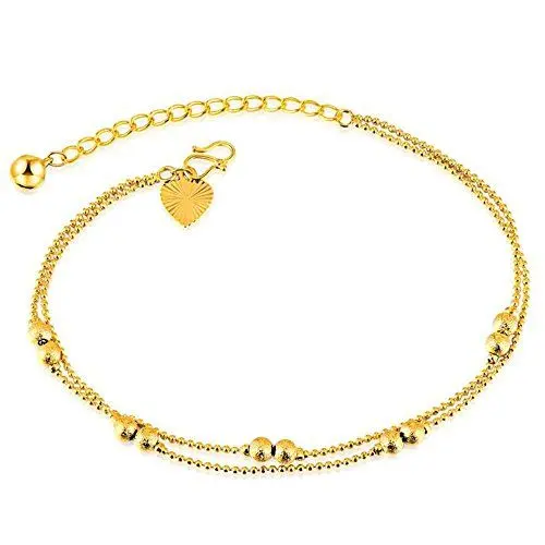 Produktbild: Onefeart 18K Vergoldet Fußkette für Frauen Mädchen Doppelschicht Fußkette Hochzeit Geschenke 25CM Gold