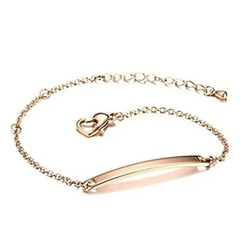 Produktbild: Onefeart Edelstahl Armband für Damen Mädchen Damen Stil Gebogenes Etikett Armband 0.46x24.5CM Rose Gold