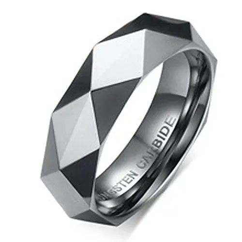 Produktbild: Onefeart Wolfram Ring Herren Klassischer Stil Raute Geschnitten Wolfram Hartmetall Ring Hochglanzpoliert 6MM Silber 65 (20.7)