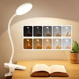 Produktbild: OneFire Leselampe Bett,3600mAh Wiederaufladbar Klemmlampe Bett,25-Lichtmodi Klemmleuchte,5 Helligkeit+5 Farben Buch Leselampe Kinder,360° Flexibel Leselampe Buch Klemme,Akku Lampe,Leselicht,Bettlampe