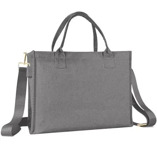 Produktbild: ONEGenug Canvas Tote Bag, Große Handtasche Damen Shopper Tasche Reise Tote Arbeitstasche mit Schulterriemen und Reißverschluss