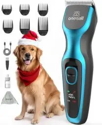 Produktbild: oneisall Leise Hundeschermaschine, Profi Schermaschine Hund Katze, Elektrische Tierhaarschneidemaschine mit 7000RPM Leistungsstarkem Motor, geeignet für dicke/verfilzte Tierhaare (Blau)