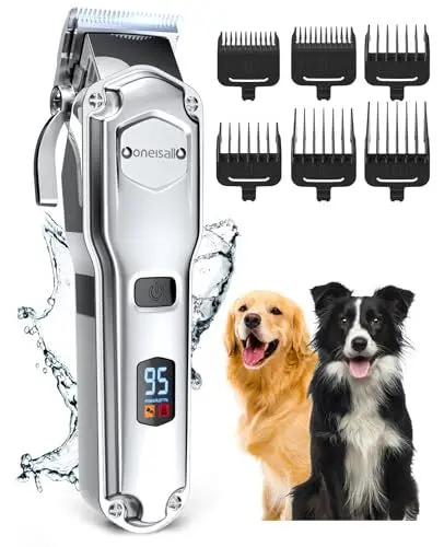 Produktbild: oneisall Leise Hundeschermaschine dichtes fell, IPX7 Wasserdichtes Schermaschine Hund Katze, Profi Hundetrimmer für Dickes, Langes und Lockiges Tierhaare