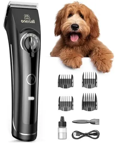 Produktbild: oneisall Profi hundeschermaschine, Kabelloses Design Schermaschine Hund Pudel für Dickes und Verfilztes Haar mit 6500 U/min Leistungsstarke Motor