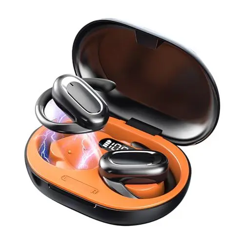 Produktbild: OneNine Sport Kopfhörer Bluetooth, T35 Open Ear Kopfhörer Bluetooth 5.3 mit HD Mic, Earbuds mit Ohrbügeln, 24 Std. Spielzeit, ENC Anruf Noise Cancelling, IPX5, Ohrhörer für Büroarbeit/Sports